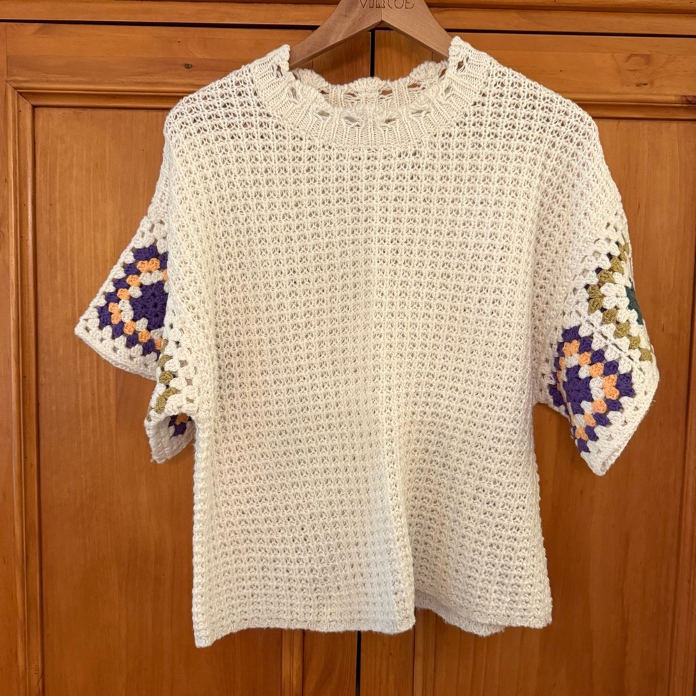 Universal Thread Target Vintage Crochet Style Short Sleeve Sweater L